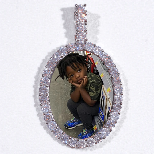 Large 3D Oval Custom Picture Pendant