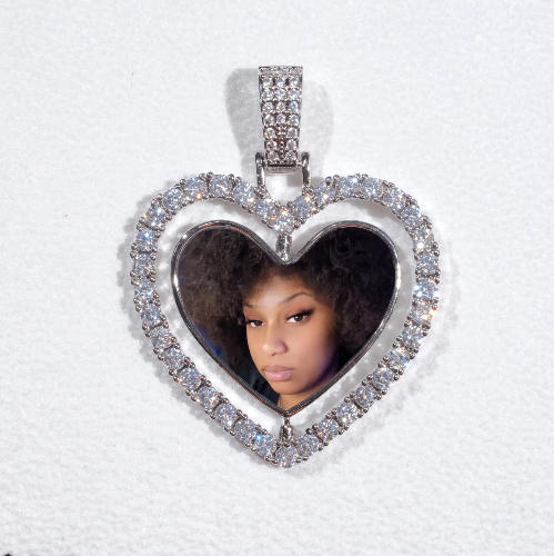 3D Spinning 2-Faced Heart Custom Picture Pendant