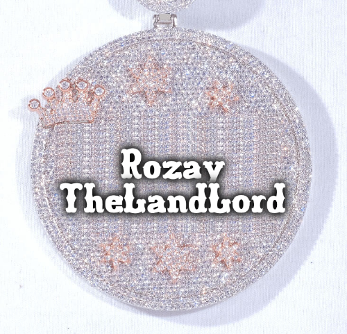 CUSTOM LETTER NECKLACE 3D BIG CROWN DISC