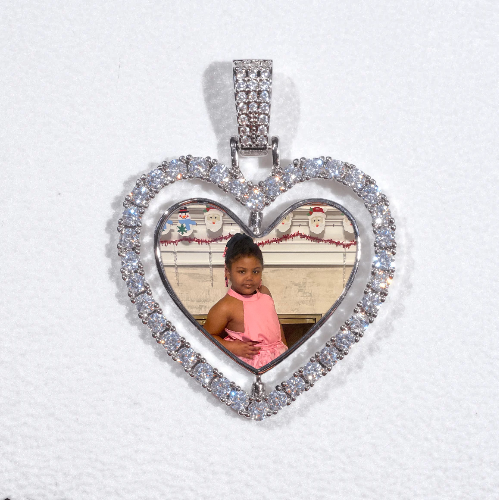 3D Spinning 2-Faced Heart Custom Picture Pendant