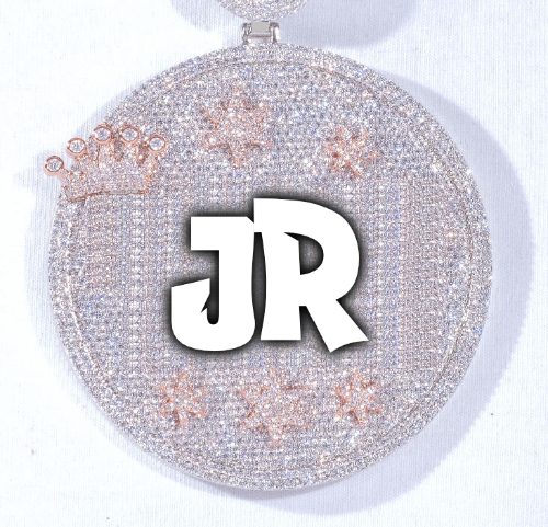 CUSTOM LETTER NECKLACE 3D BIG CROWN DISC