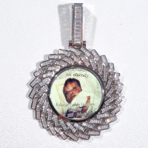 Large 3D Baguette Custom Picture Pendant