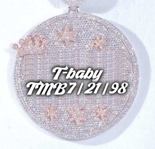 CUSTOM LETTER NECKLACE 3D BIG CROWN DISC