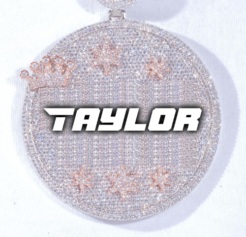 CUSTOM LETTER NECKLACE 3D BIG CROWN DISC