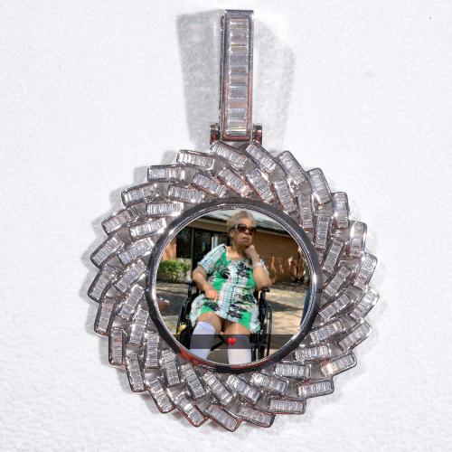 Large 3D Baguette Custom Picture Pendant
