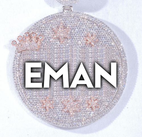 CUSTOM LETTER NECKLACE 3D BIG CROWN DISC