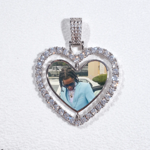 3D Spinning 2-Faced Heart Custom Picture Pendant