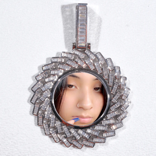 Large 3D Baguette Custom Picture Pendant