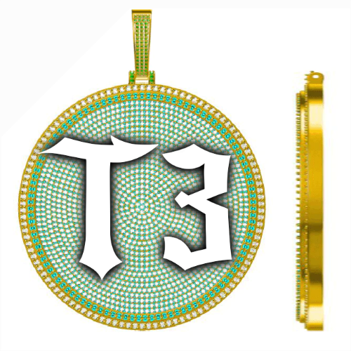 CUSTOM LETTER NECKLACE 3D BIG DISC