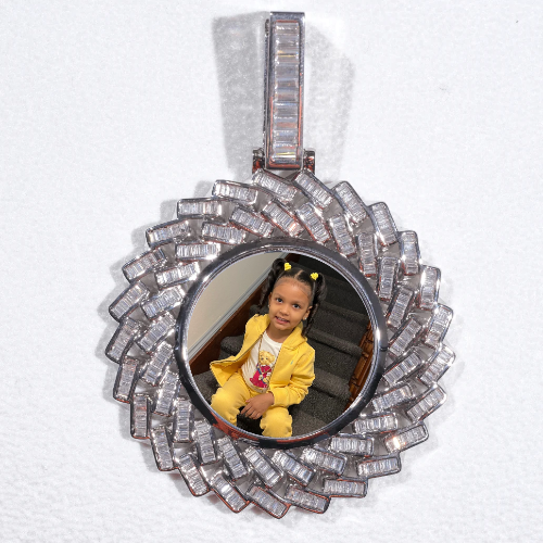 Large 3D Baguette Custom Picture Pendant