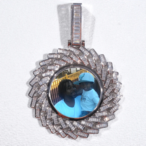 Large 3D Baguette Custom Picture Pendant