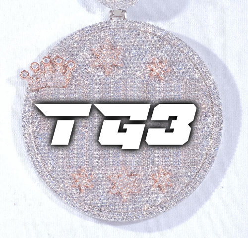 CUSTOM LETTER NECKLACE 3D BIG CROWN DISC