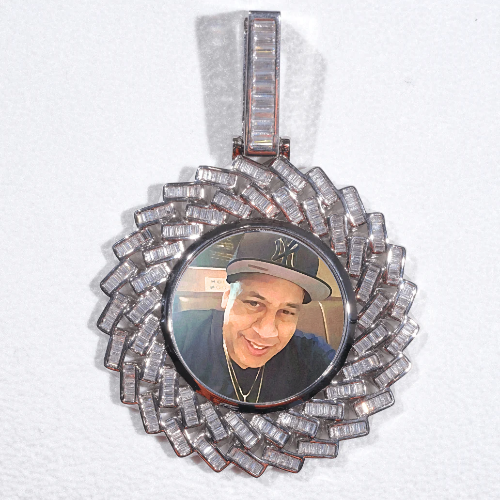 Large 3D Baguette Custom Picture Pendant