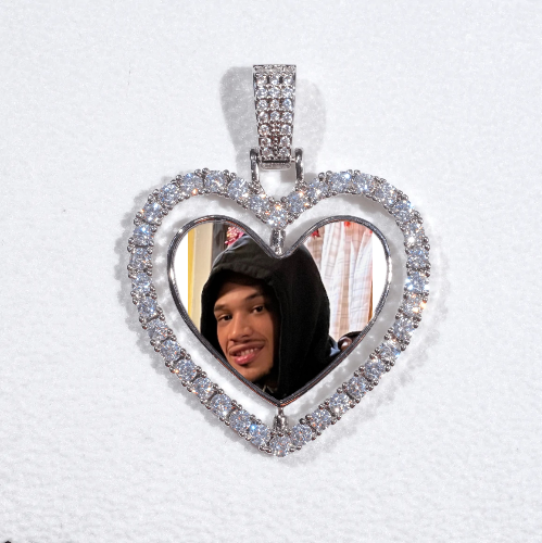 3D Spinning 2-Faced Heart Custom Picture Pendant