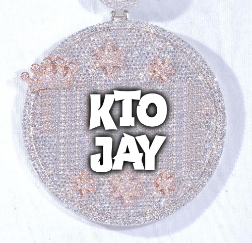 CUSTOM LETTER NECKLACE 3D BIG CROWN DISC
