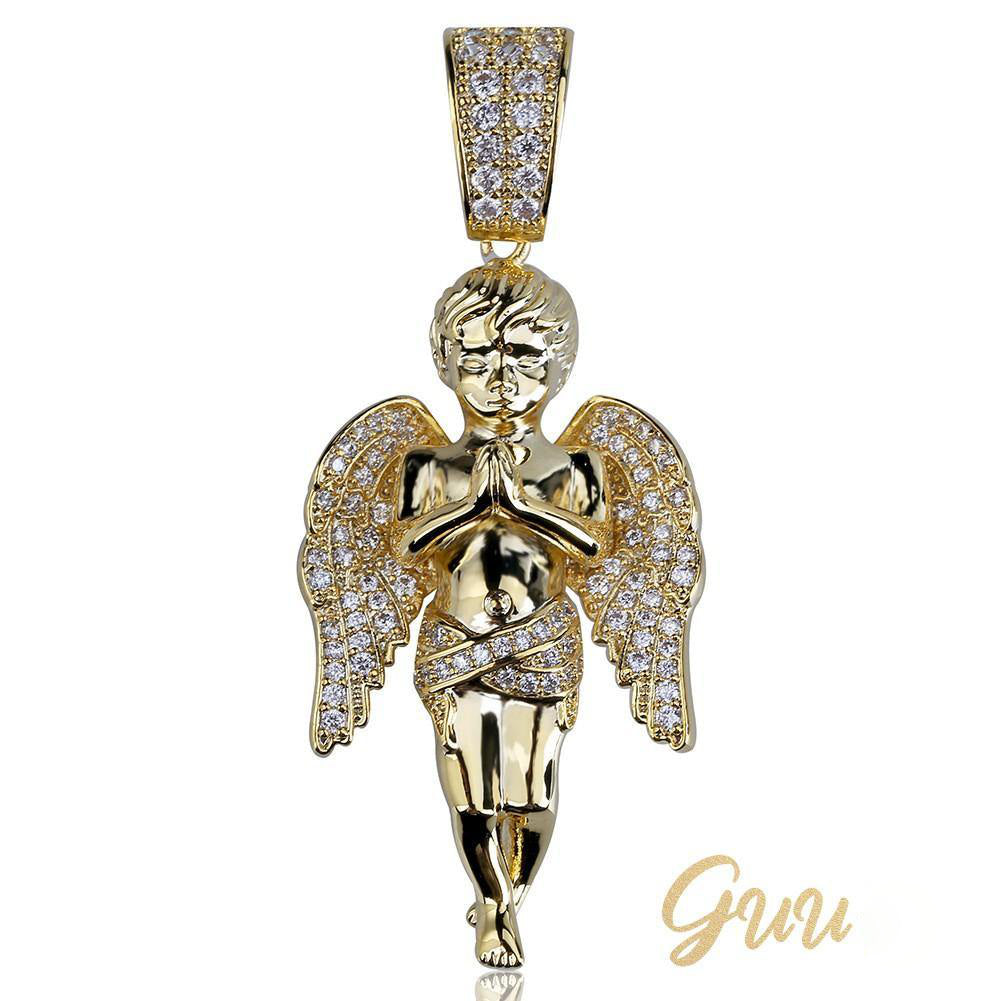 18k Gold-Plated 21mm AAA CZ Angel Pendant # Punk Rapper Chain - The GUU Shop