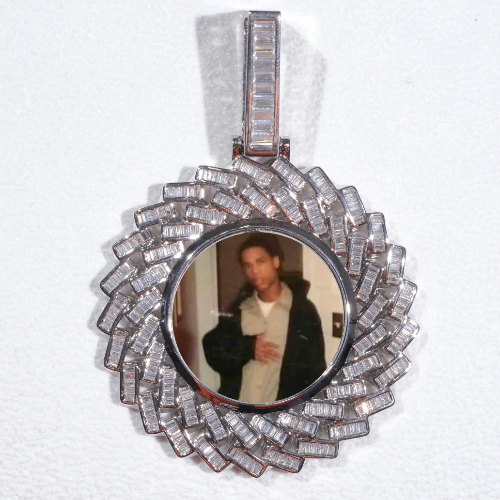 Large 3D Baguette Custom Picture Pendant
