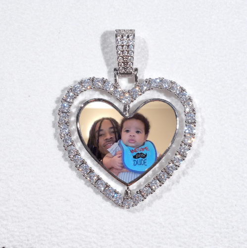 3D Spinning 2-Faced Heart Custom Picture Pendant