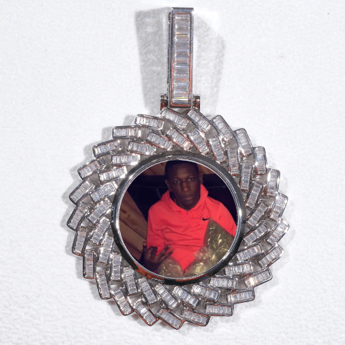 Large 3D Baguette Custom Picture Pendant