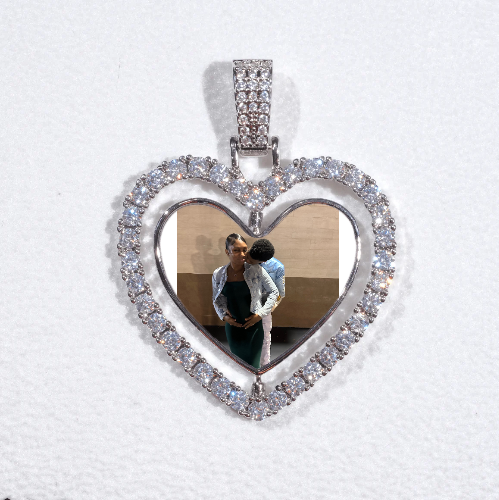 3D Spinning 2-Faced Heart Custom Picture Pendant