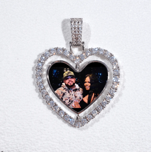 3D Spinning 2-Faced Heart Custom Picture Pendant