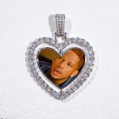 3D Spinning 2-Faced Heart Custom Picture Pendant
