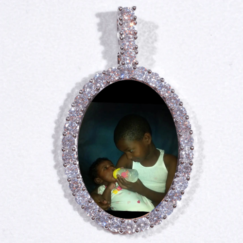 Large 3D Oval Custom Picture Pendant