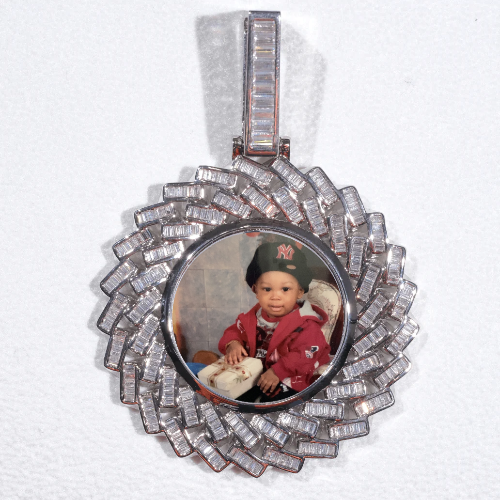 Large 3D Baguette Custom Picture Pendant