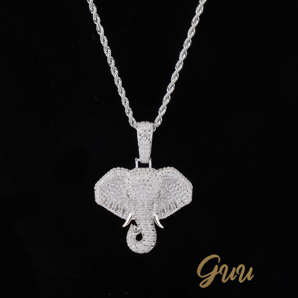 18K Yellow Gold-Plated Micro-inlay  AAA CZ Elephant Pendant Necklace - The GUU Shop