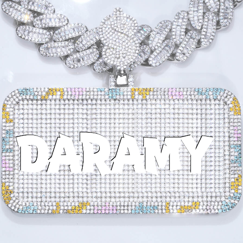 CUSTOM LETTER NECKLACE 3D COLORFUL SQUARE