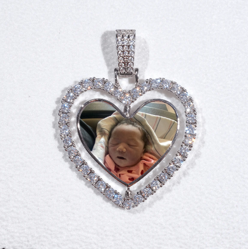 3D Spinning 2-Faced Heart Custom Picture Pendant