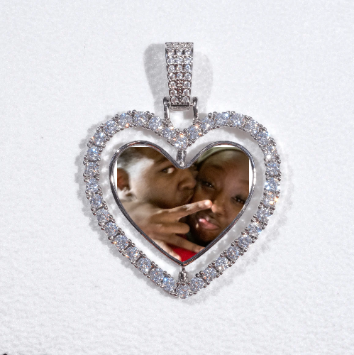 3D Spinning 2-Faced Heart Custom Picture Pendant
