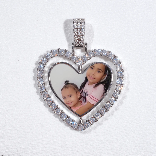 3D Spinning 2-Faced Heart Custom Picture Pendant