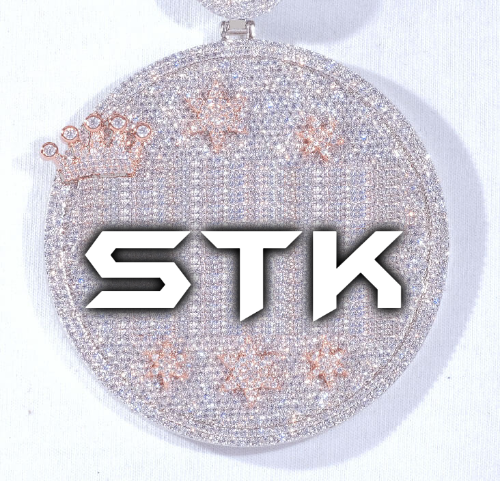 CUSTOM LETTER NECKLACE 3D BIG CROWN DISC