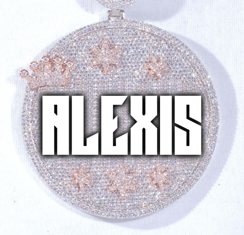 CUSTOM LETTER NECKLACE 3D BIG CROWN DISC
