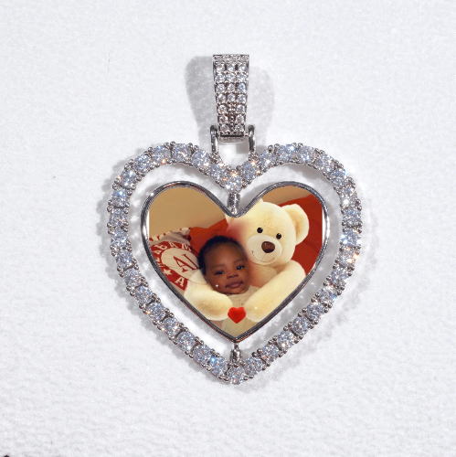 3D Spinning 2-Faced Heart Custom Picture Pendant