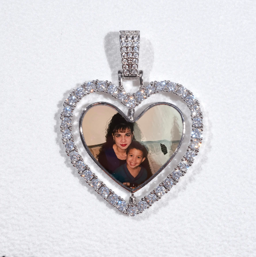 3D Spinning 2-Faced Heart Custom Picture Pendant