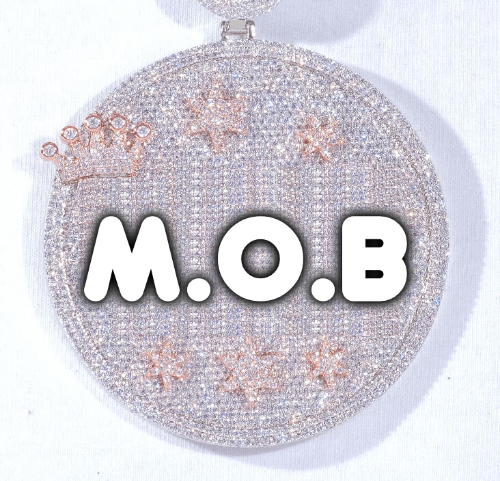 CUSTOM LETTER NECKLACE 3D BIG CROWN DISC