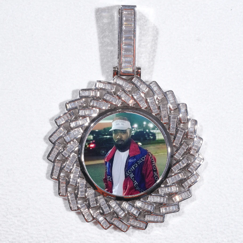 Large 3D Baguette Custom Picture Pendant