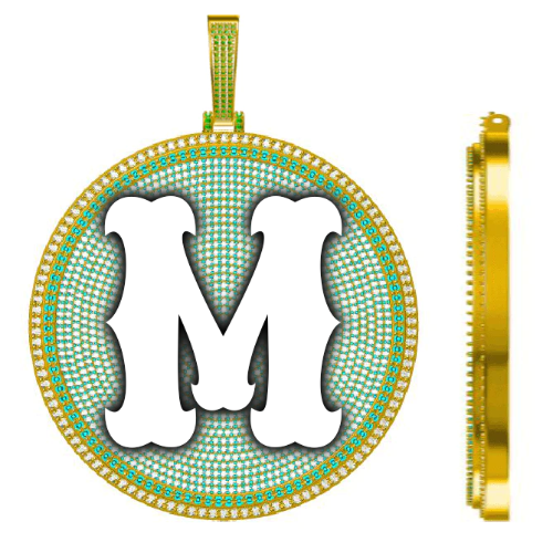 CUSTOM LETTER NECKLACE 3D BIG DISC
