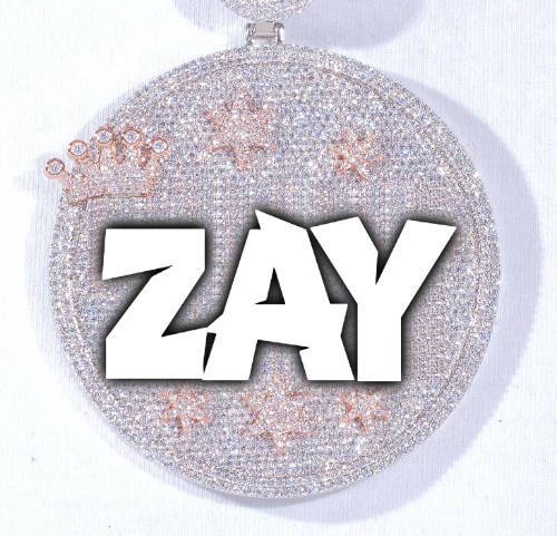 CUSTOM LETTER NECKLACE 3D BIG CROWN DISC