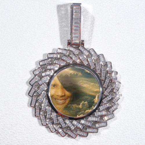Large 3D Baguette Custom Picture Pendant