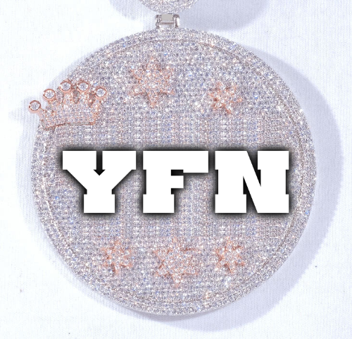 CUSTOM LETTER NECKLACE 3D BIG CROWN DISC