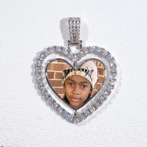 3D Spinning 2-Faced Heart Custom Picture Pendant