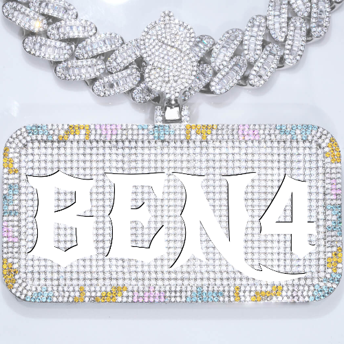 CUSTOM LETTER NECKLACE 3D COLORFUL SQUARE