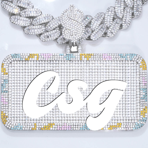 CUSTOM LETTER NECKLACE 3D COLORFUL SQUARE