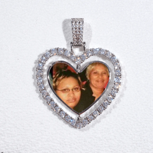 3D Spinning 2-Faced Heart Custom Picture Pendant