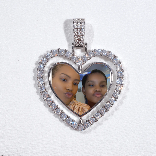 3D Spinning 2-Faced Heart Custom Picture Pendant