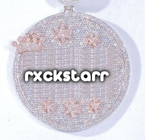 CUSTOM LETTER NECKLACE 3D BIG CROWN DISC