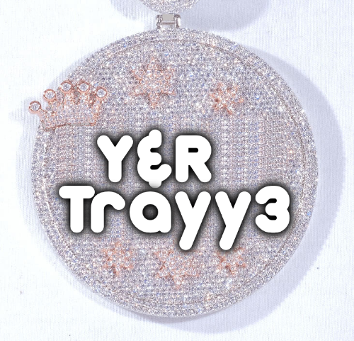 CUSTOM LETTER NECKLACE 3D BIG CROWN DISC